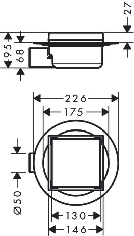 Hansgrohe Komplettset RainDrain Spot 150x150 mm Punktablauf befl.u.Installationsset BST