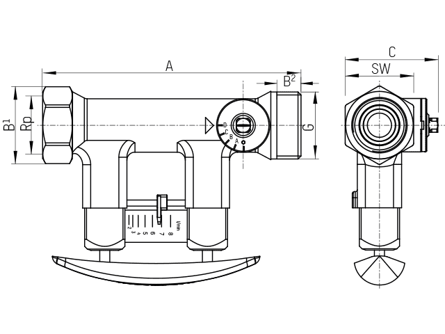 Taconova Regulierventil SETTER Bypass SD DN25 1x1" 10-40l/min, 223.2461.000