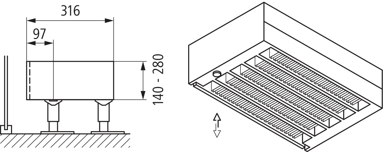 Kermi Kon m. Str. Typ55 BH280x316x800 QN2296, weiß, 6bar, o. Abd., AB Uni.