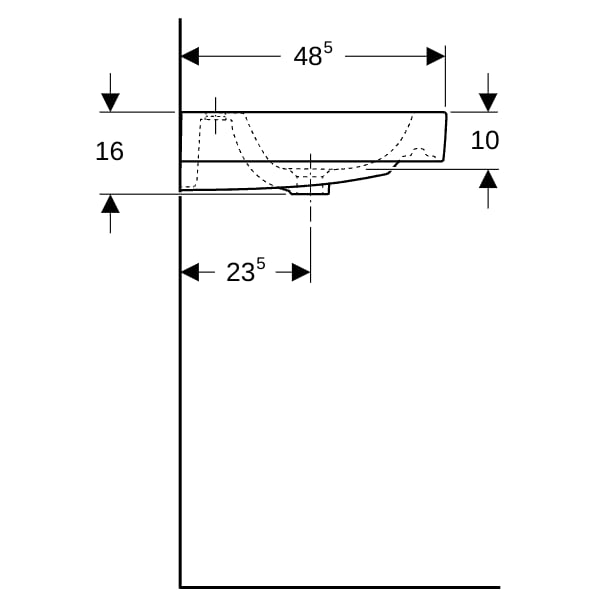 Geberit iCon Waschtisch, 120x48,5cm zwei Hl., m. Ül., weiß, KeraTect