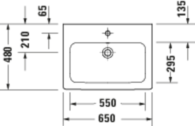 DU D-Code 2.0 WT 650x480mm,m.ÜL,m.HLB 1 Hahnloch, Weiß