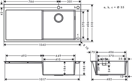 Hansgrohe Einbauspüle 450 mit Abtropffläche  S717-F450