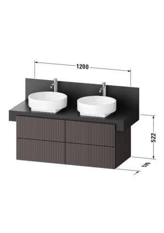 Duravit Balcoon Konsol.-WTU 1200x522 Sbk.4,Elfenbein Struk.,Korp.Elfenb.M.