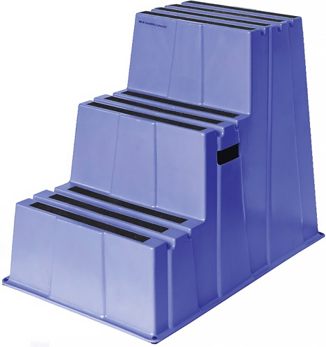 Schwerlasttritt Stufen 3 Plattform-H.730mm Ku.blau Schwerlasttritt Stufen 3 Plattform-H.730mm Ku.blau