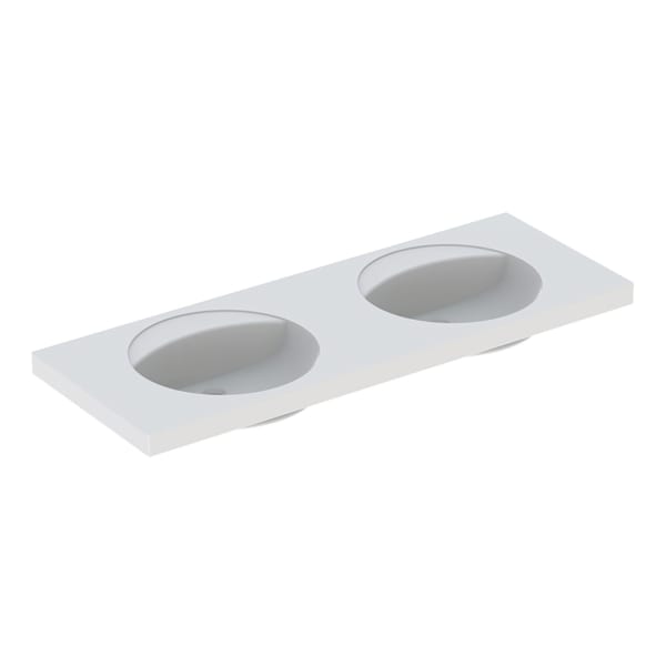 Geberit Preciosa Doppelwaschtisch, 1300x550mm ohne Hahnloch, o. Ül., weiß, KeraTect