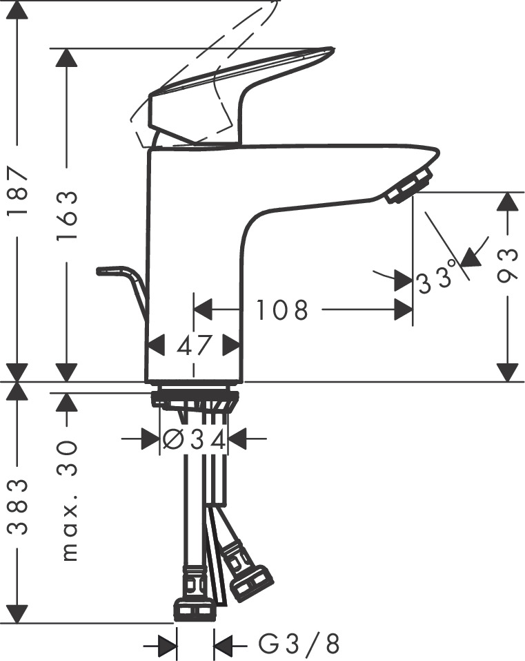 Hansgrohe Waschtischmischer 100 Logis chrom 