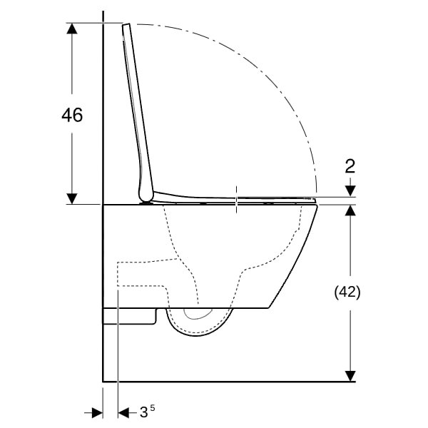 Geberit Smyle Set Wand-WC eckig, mit WC-Sitz Tiefspüler, Rimfree, geschl. Form, weiß