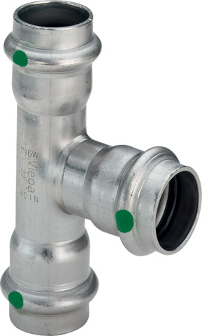 Viega T-Stück mit SC Sanpress Inox 2318 in 42mm Edelstahl Viega T-Stück mit SC Sanpress Inox 2318 in 42mm Edelstahl