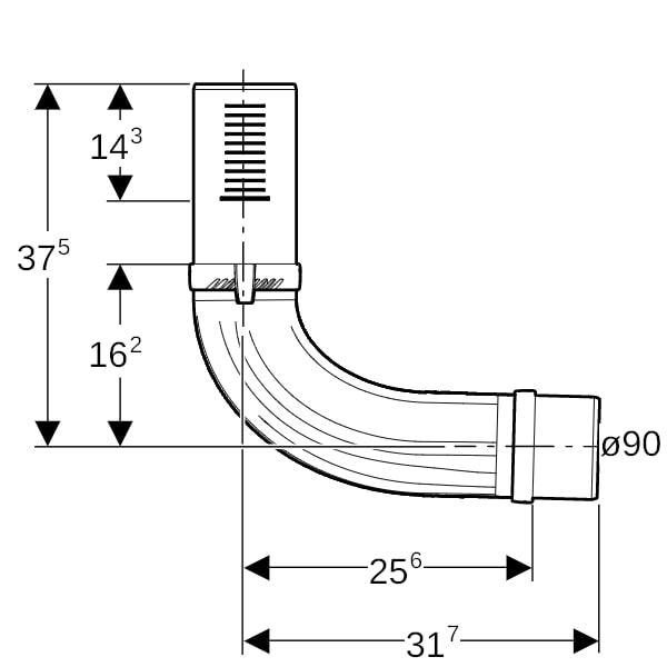 Geberit Silent-Pro BottomTurn Bogen MX d90