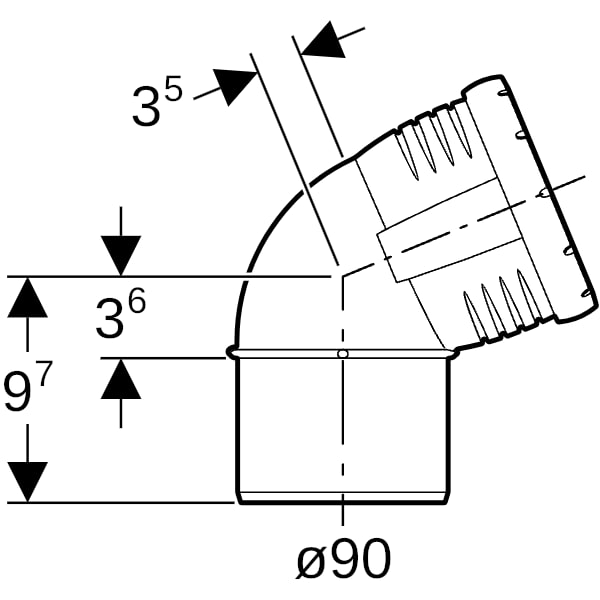 Geberit Silent-Pro Bogen 67,5Gr d90mm