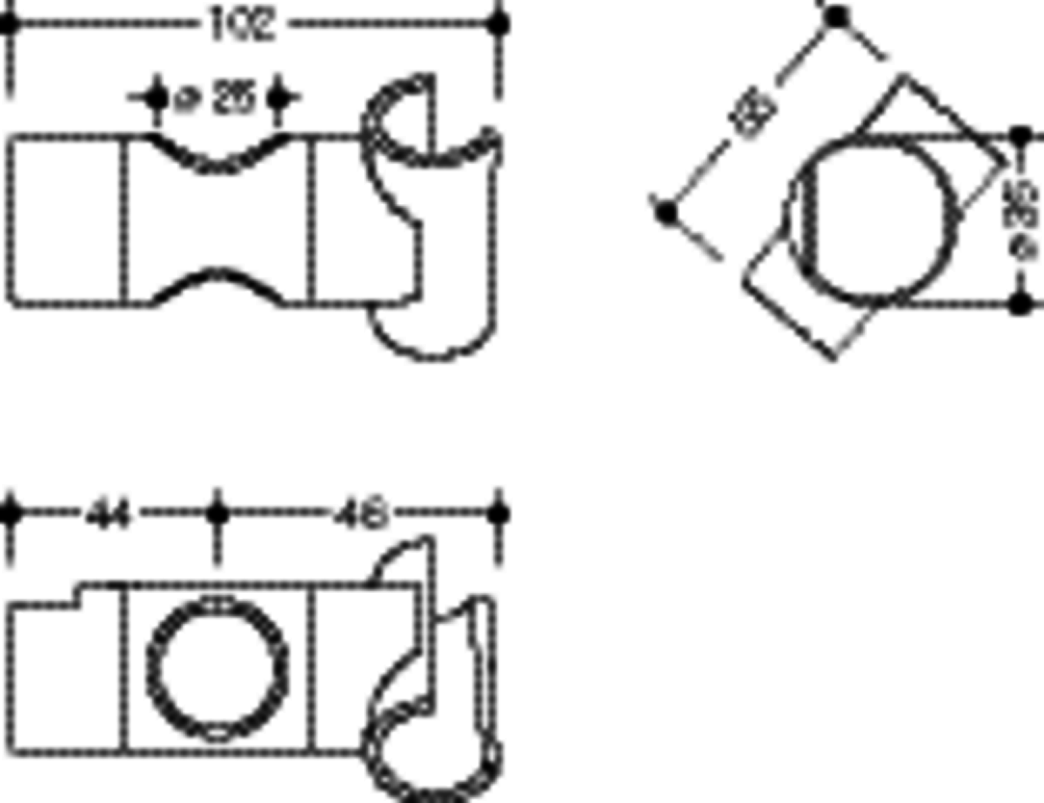 HEWI Brausehalter für System 900 für d=25 mm, chrom