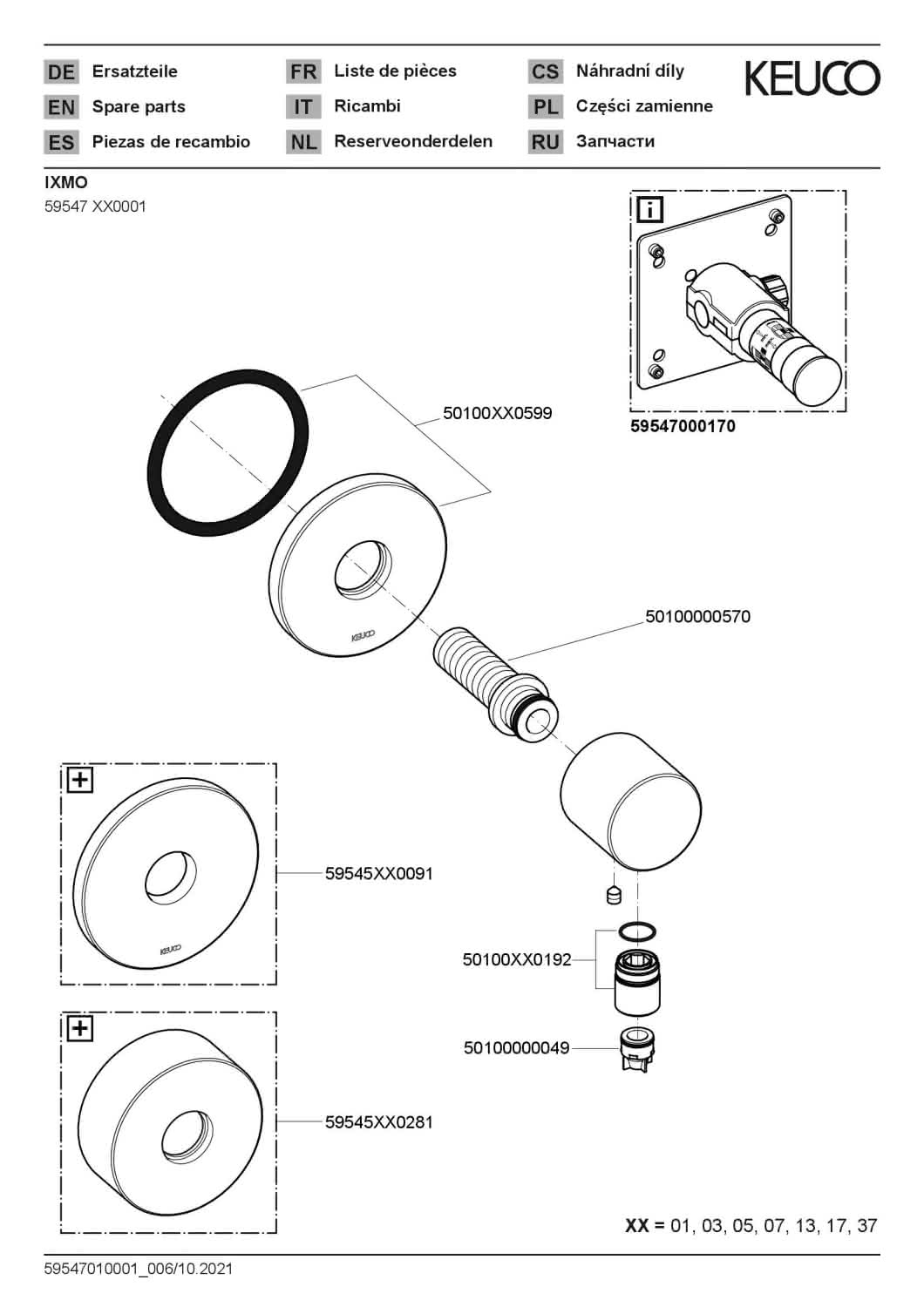 KEUCO Schlauchanschluss IXMO 59547, rund, verchromt