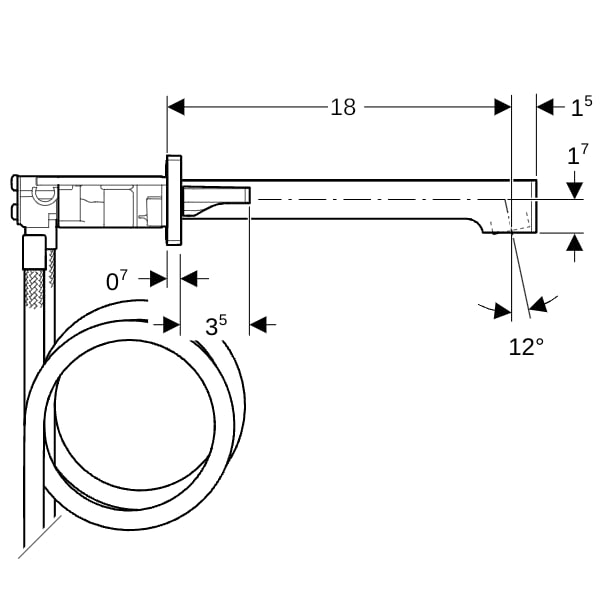 Geberit ONE WT-Arm. eck. Des. W.-Mont. 2Gr. für UP-Funktionsbox, L:18cm, swm/Etc