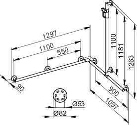 KEUCO Duschhandlauf Plan Care 34915, mit Br.Stg. r/l, sil-elox, 1297/1097/1263mm
