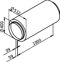 Helios FSD 400 Flex. Rohrschalldämpfer L=1 m, DN 400