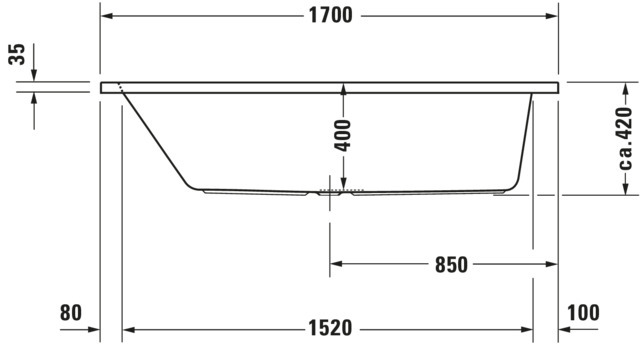 DU D-Code Badewanne 1700x750 Einbau Mittelabl.,Rückenschr.1 Variabel, Weiß