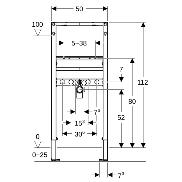 GE Duofix Element f. WT, 112 cm Standarmatur