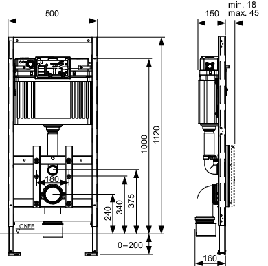 TECElux WC-Modul 100 Bauhöhe 1120 mm