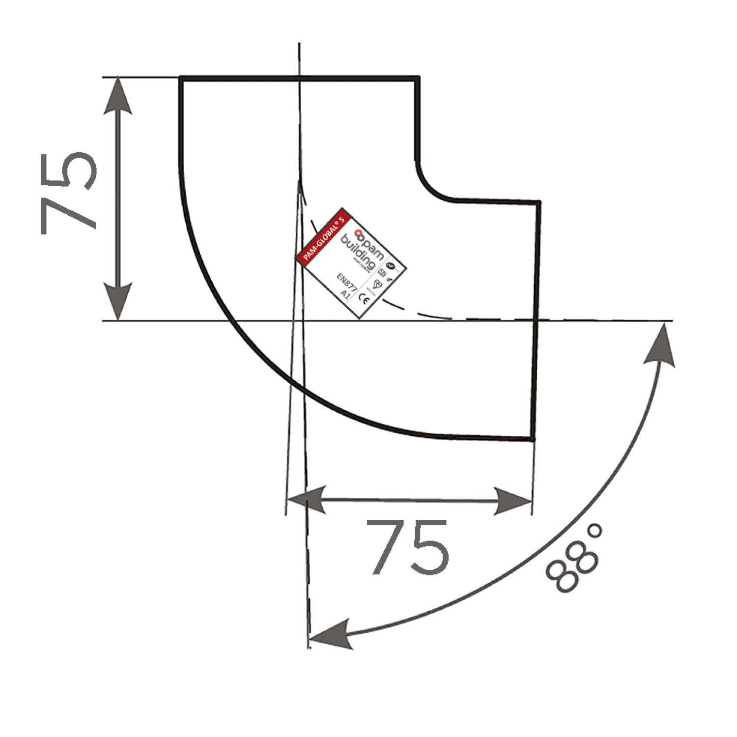 SML-Bogen DN 50, 88 Grad