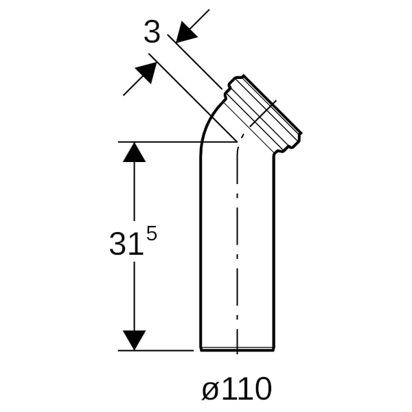 Geberit Anschlussbogen PP 45Gr d90/110