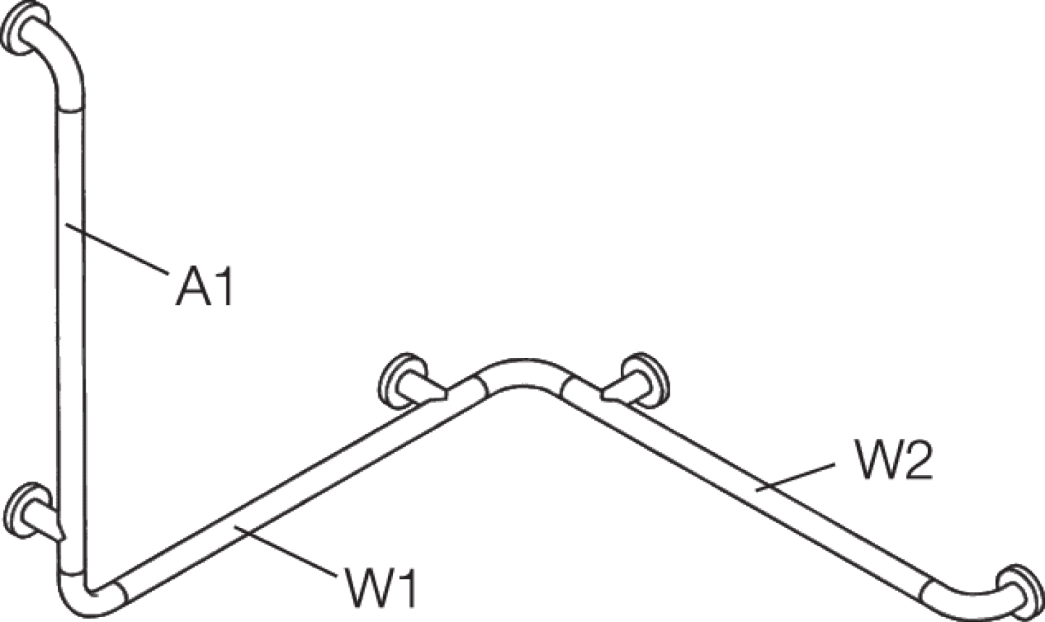 HEWI Dusch-Wannenhandlauf Ser 801, d:33, Sonderanf. reinweiß