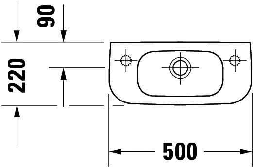 DU Handwaschbecken D-Code 500 mm mit ÜL, mit HLB, HL links, weiß