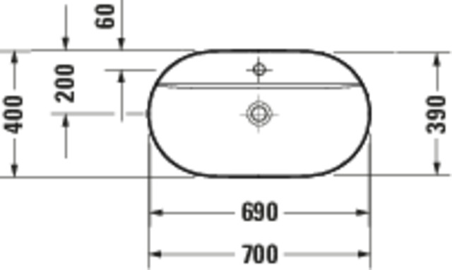 Duravit Aufsatzbecken Luv 700mm, geschliffen o.ÜL,m.HLB,1HL,weiß/grau sdm.,WGL
