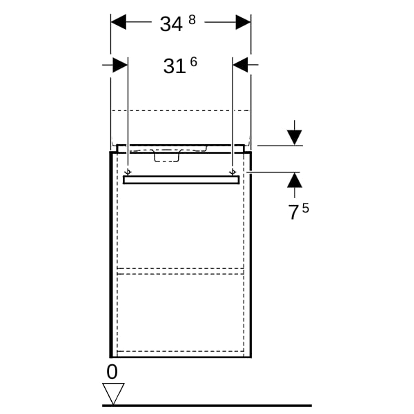 Geberit Renova Compact US 34,8cm für HWB 40cm mit 1 Tür, 34,8x60,4x25,2cm, weiß