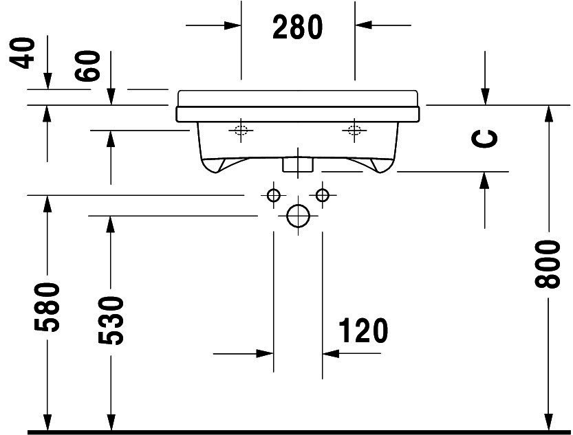 DU Waschtisch Starck 3 Vital 700 mm mit ÜL, mit HLB, 1 HL, weiß