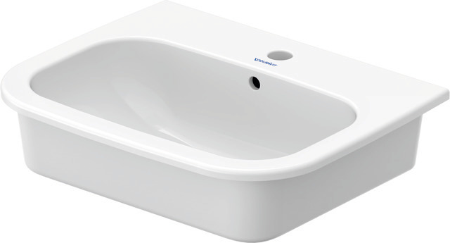DU Einbauwaschtisch D-Code 545 mm EB v.oben, m.ÜL, m.HLB, 1 HL, weiß