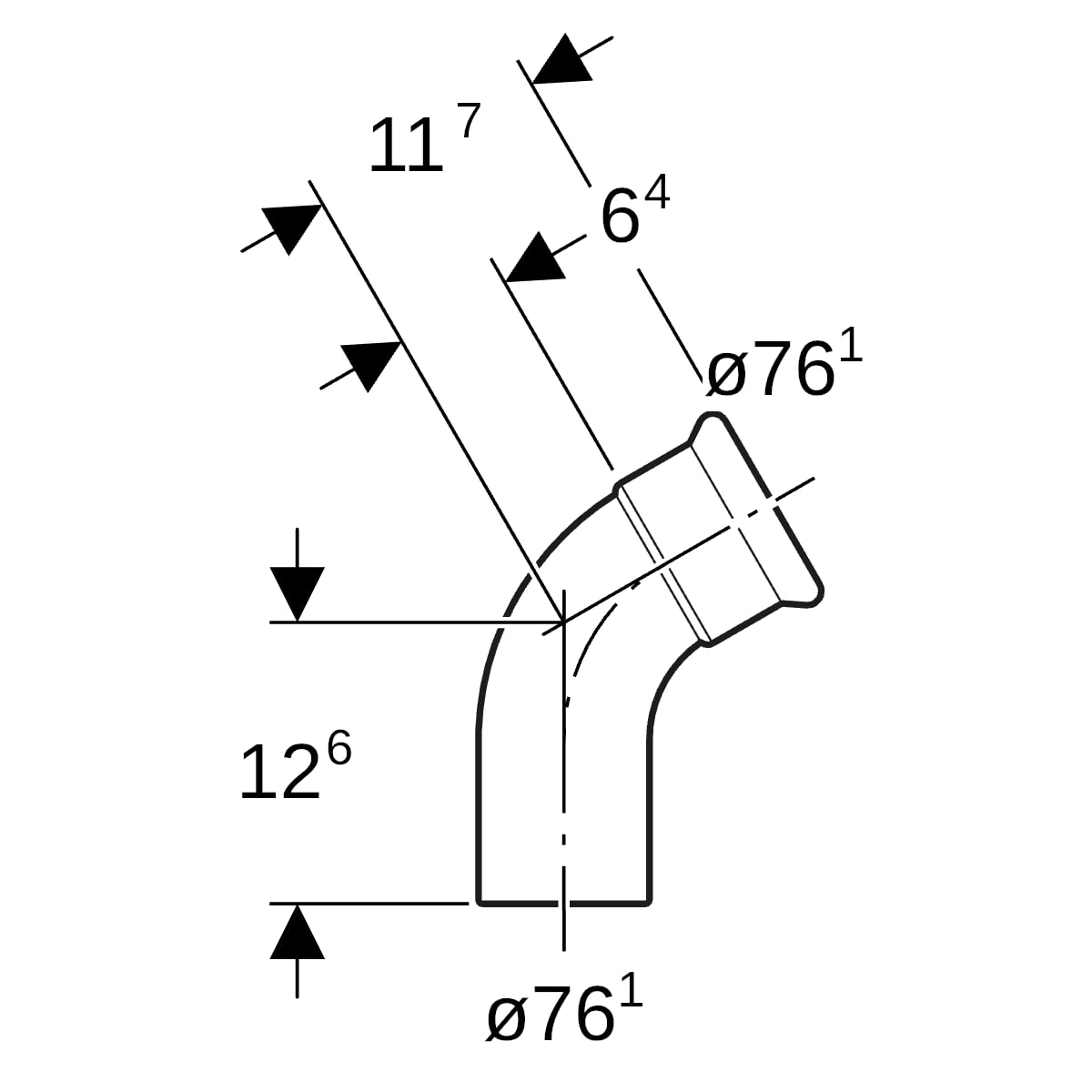 Geberit Mapress Edelstahl Bogen 60Gr d76,1 mit Einschubende