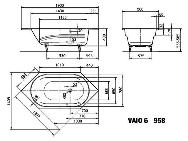 KA BW VAIO 6 Mod.958,1900x900mm, manhattan