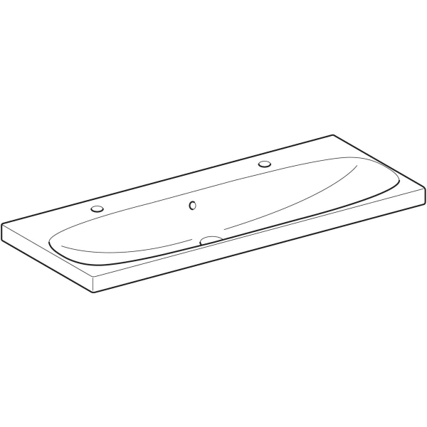 Geberit Acanto Waschtisch 120x48cm einfache Bef., 2 Hl., m. Ül., weiß