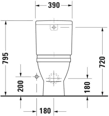 DU Stand-WC Kombi Starck 3 655 mm Tiefspüler, f.SPK, Abg.waagr., weiß