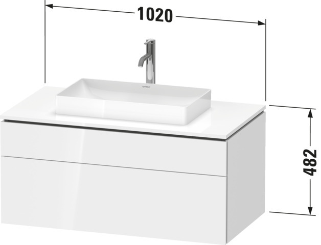 DU Konsolen-WTU wh. L-Cube 550x1000x482m m Schwarz Hochglanz 1 Ausz. 1 Schubk.