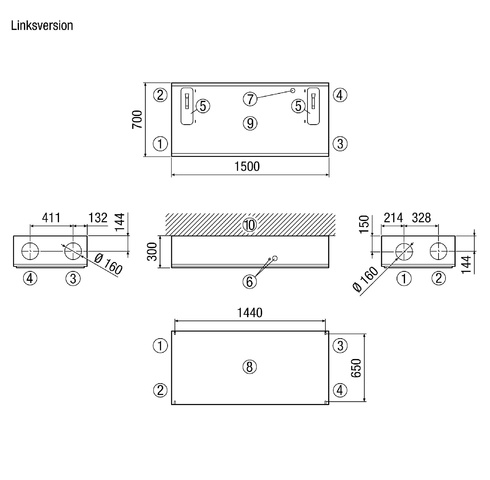 Maico Raumluft-System WS 300 Flat KBL Bypass-Linksausführung, Vorheizregister