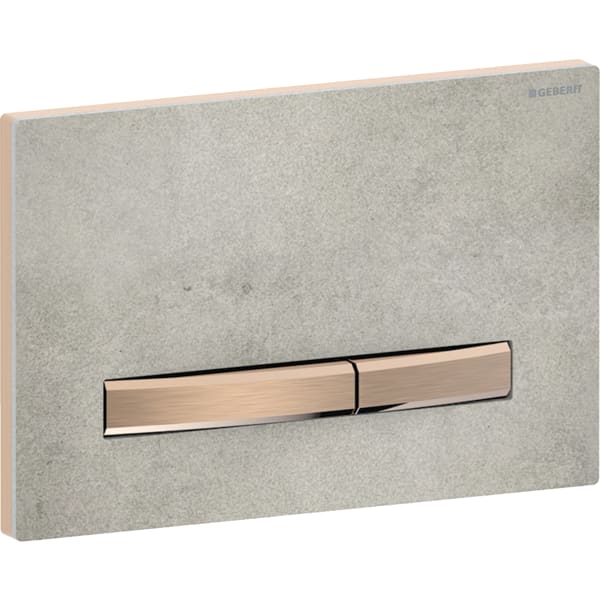 Geberit Sigma50 BetPl., eckig, 2-Mengen-Sp. rotgold gebürstet, Etc/Betonoptik