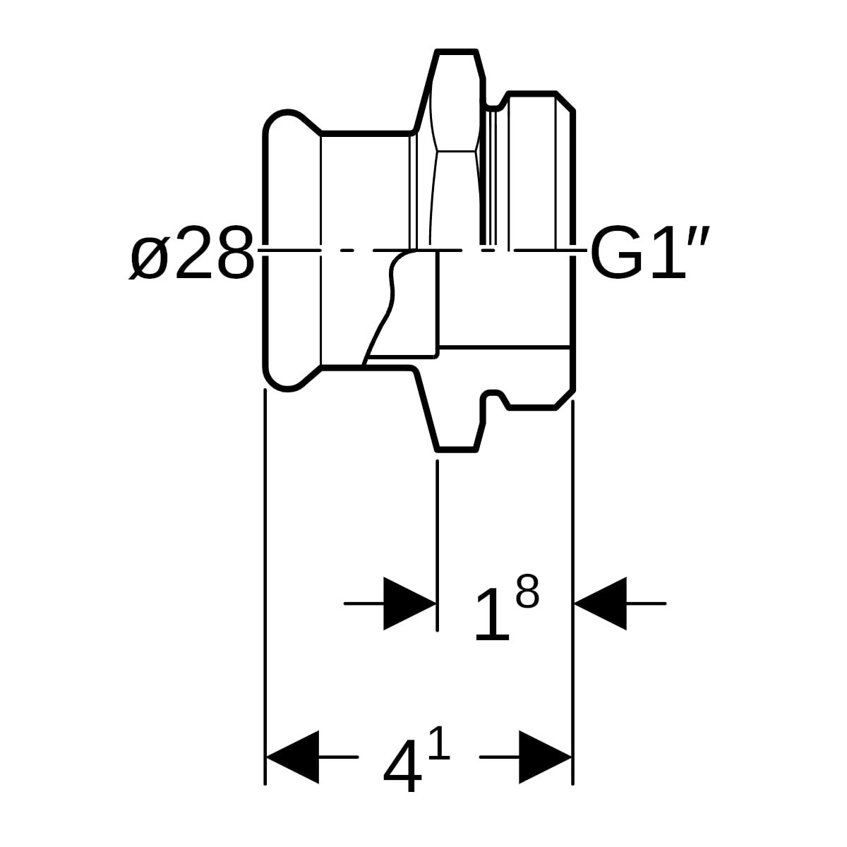 Geberit Mapress Edelstahl Übergang mit AG d28-G1 1/4