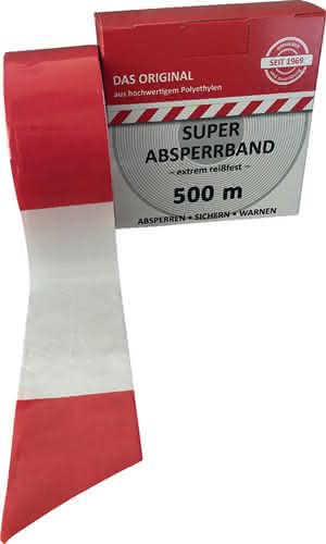 Absperrband L.500 m B.80mm rot/weiß geblockt 500m/Karton Absperrband L.500 m B.80mm rot/weiß geblockt 500m/Karton