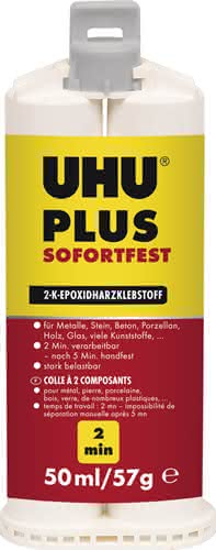 2K-Epoxidharzklebstoff PLUS SOFORTFEST 57g farblos Doppelkart.UHU 2K-Epoxidharzklebstoff PLUS SOFORTFEST 57g farblos Doppelkart.UHU