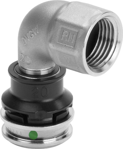 Viega Bogen 90 Grad mit SC Raxinox 4414.11 in 16mmxRp1/2 Stahl nichtrostend