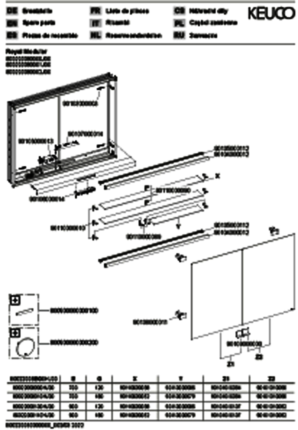 KEUCO Royal Modular 2.0 SPS, DALI 80022, Einb,2Steckd,sb-elox,800x700x160mm