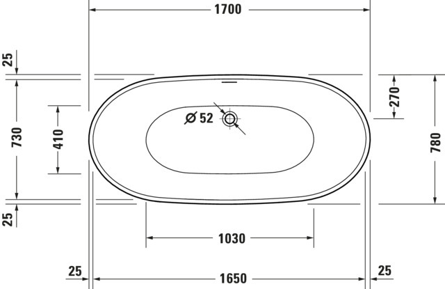 DU DuraVato BW,Freist.,Oval,Weiß,Acryl 1700x780x690mm,RS 2,incl.FG u.AÜL-Garn.