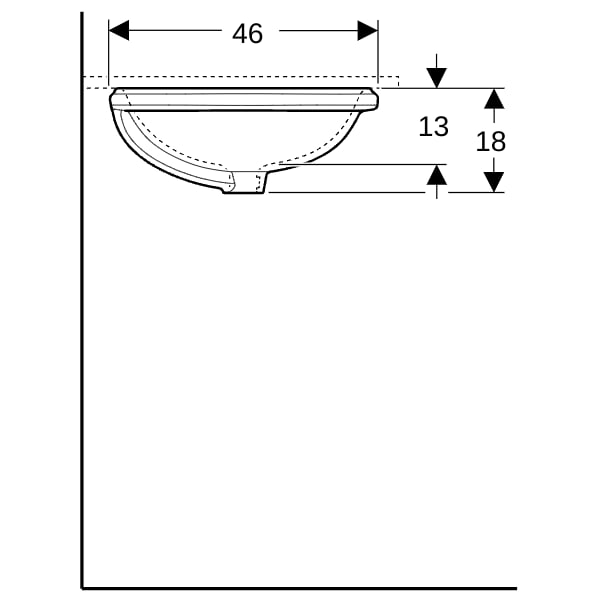 Geberit VariForm Unterbauwaschtisch, oval 56x46cm, o. Hl, o. Ül., glasiert/weiß