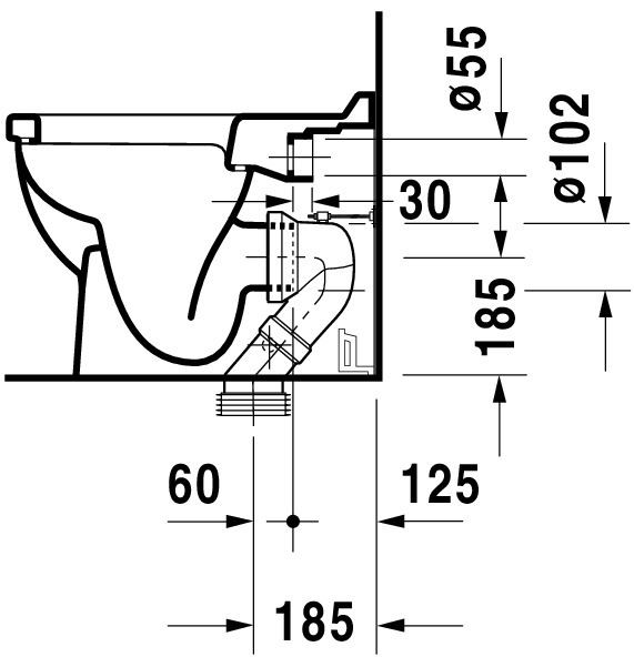 DU Stand-WC Starck 3 560 mm Tiefspüler, Abgang waagrecht, weiß