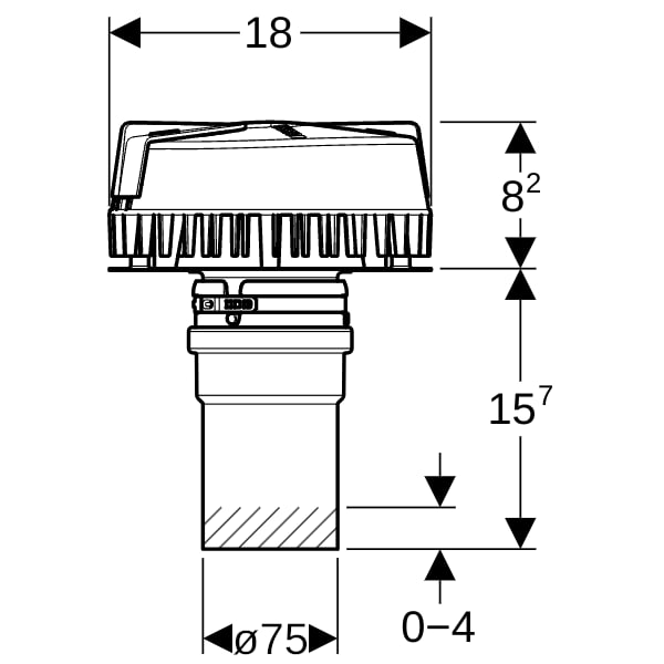 Geberit Pluvia Dachwassereinlauf für Rinnen, d75, 19L/s