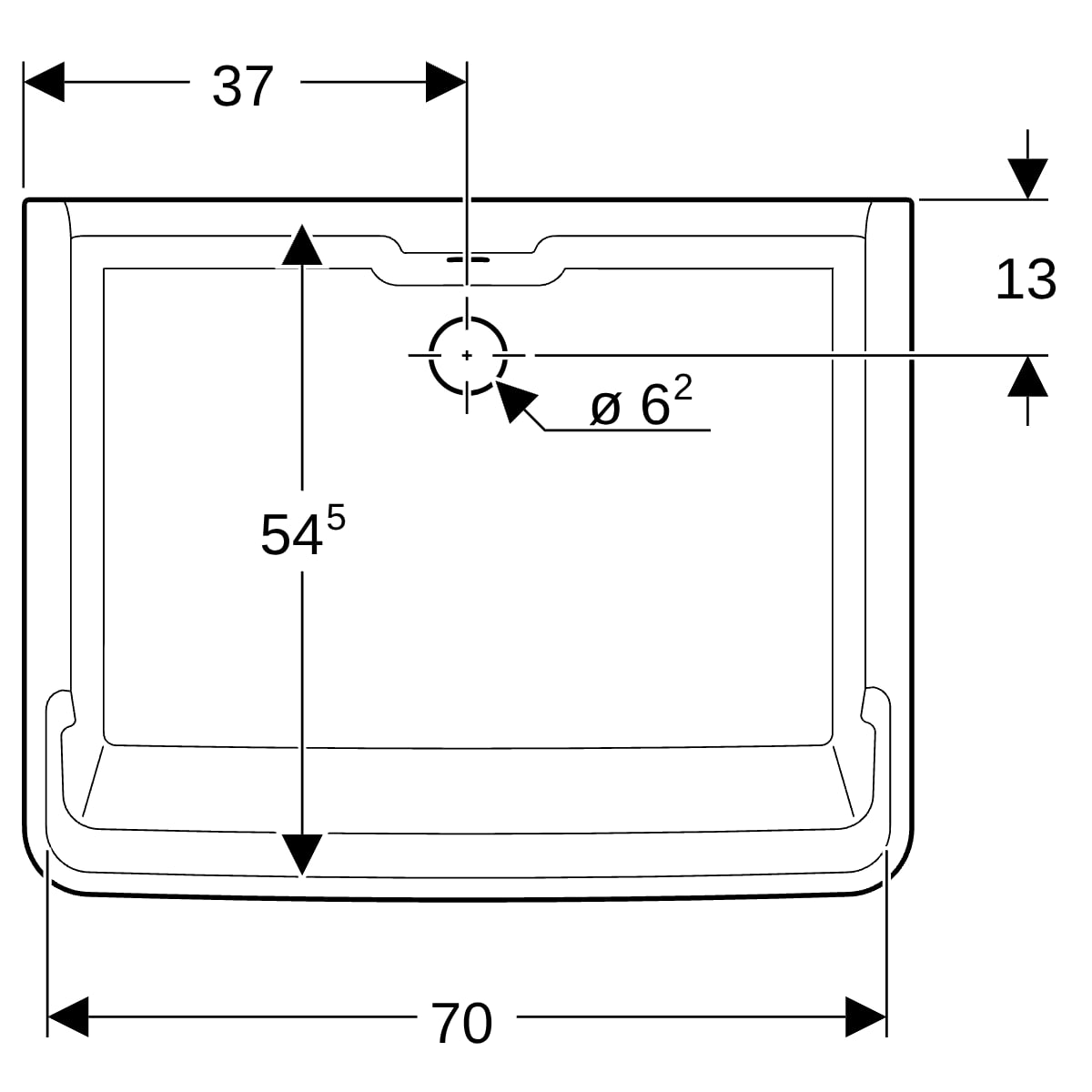 Geberit Publica Garda Mehrzweckbecken 74x35x58,5cm, mit Überlauf, weiß