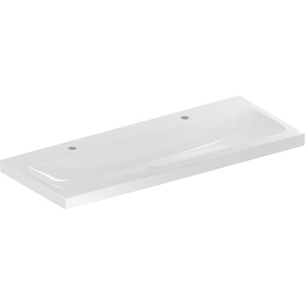 Geberit iCon Light Waschtisch 120x48cm zwei Hahnlöcher, o. Überlauf, weiß
