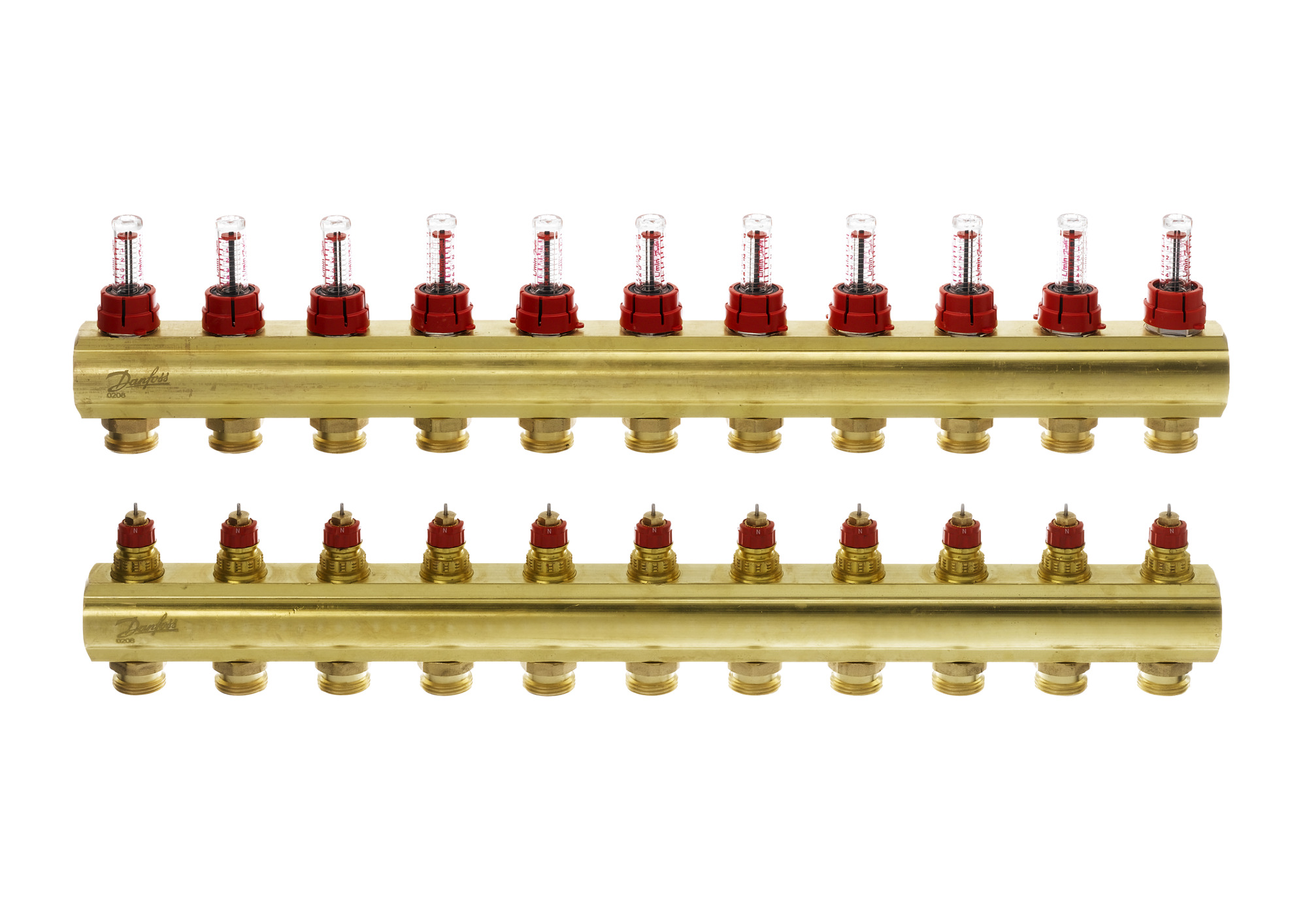 Danfoss FBH-Verteiler FHF-11F 11 Kreise, mit Durchflussanzeige