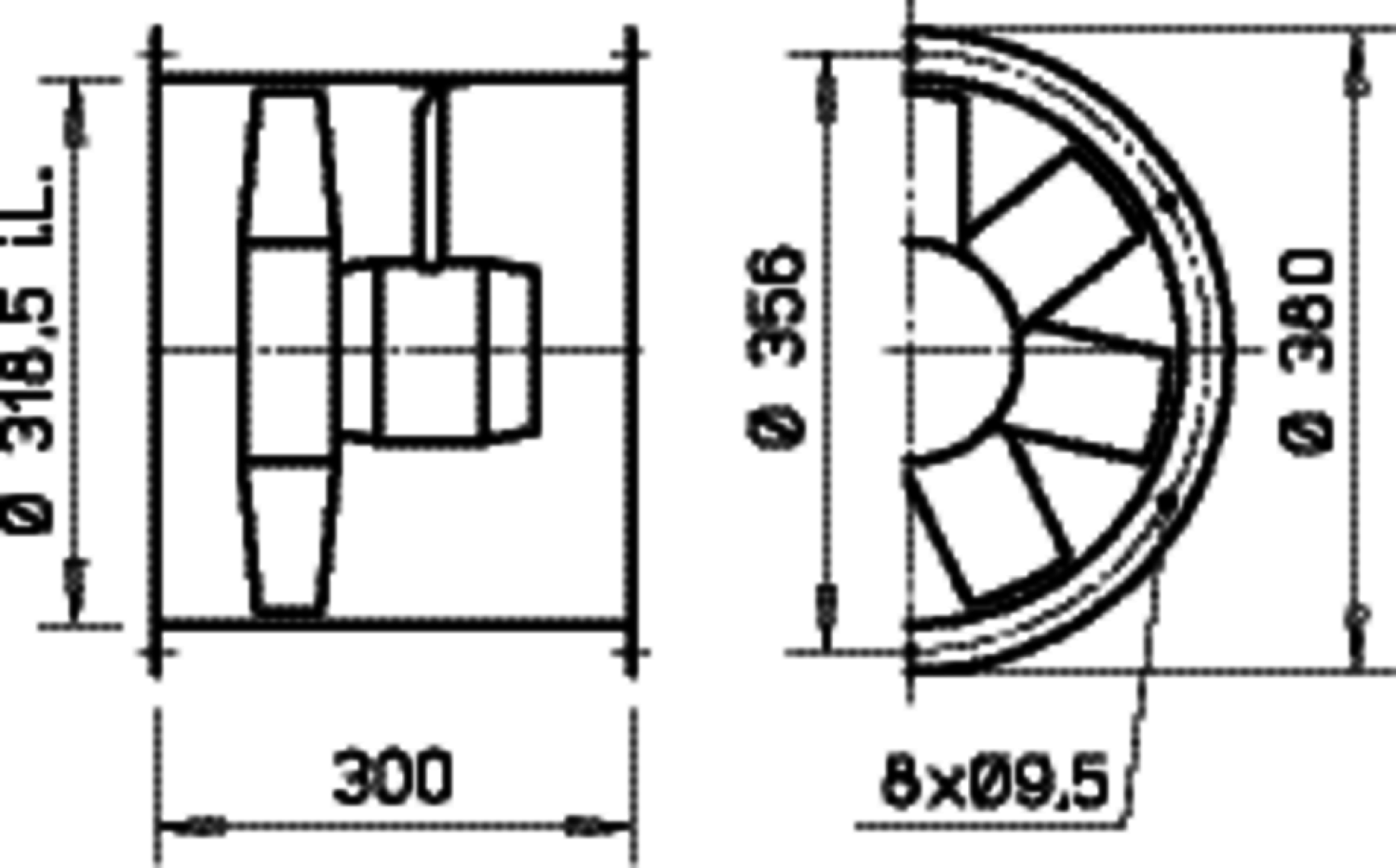 Helios HRFW EC 315 A Axialventilator EC 1-PH 50/60 Hz regelb.